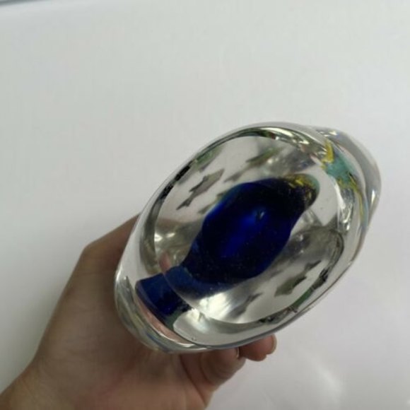 Vintage Murano Style Glass Shell Aquarium Paperweight with Fish 5” 3 Lbs - Picture 5 of 8